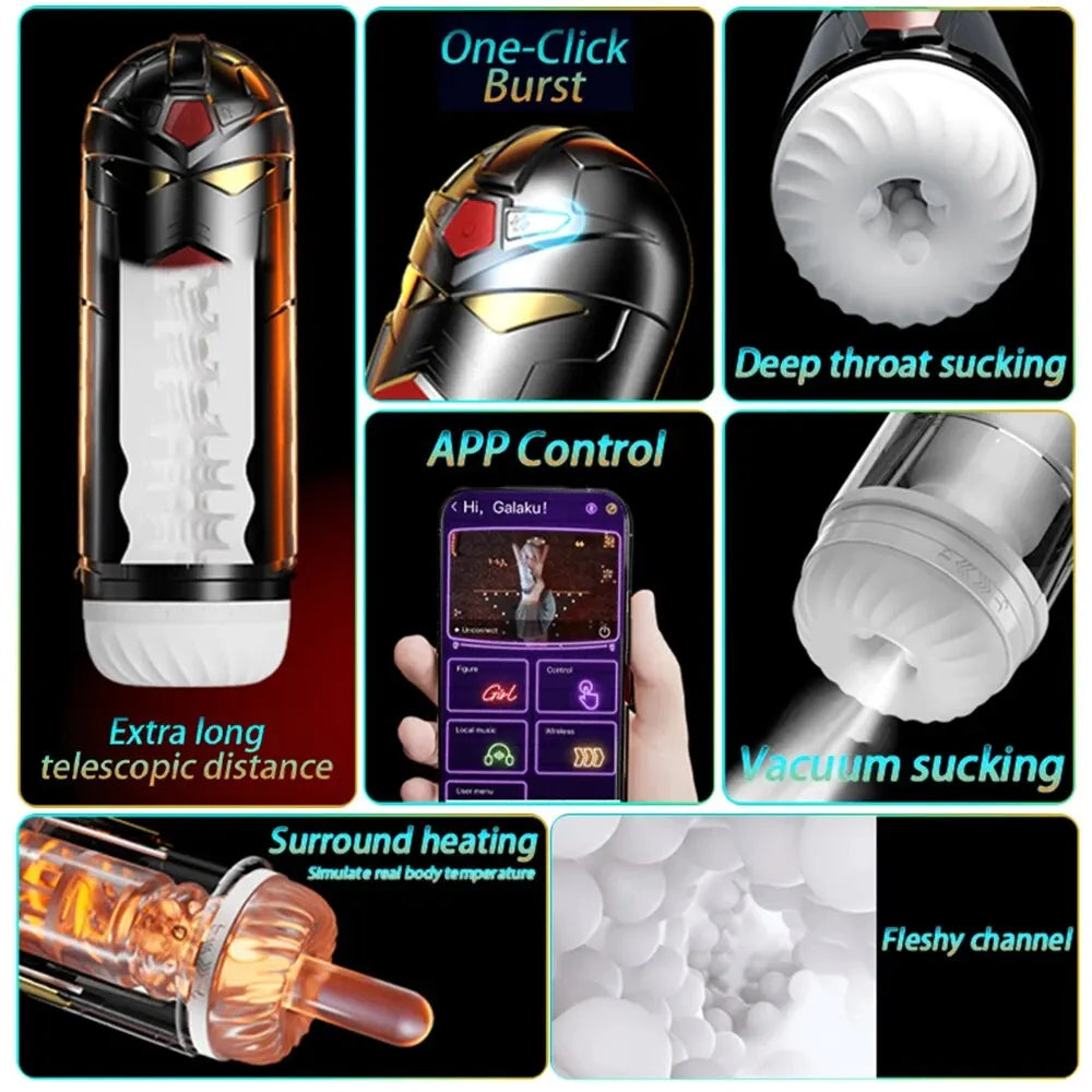 Meet Galaku! The Interstellar Automated Bluetooth Masturbator Cup with Heated Thrusting Vibration Modes Sex Toys for Men