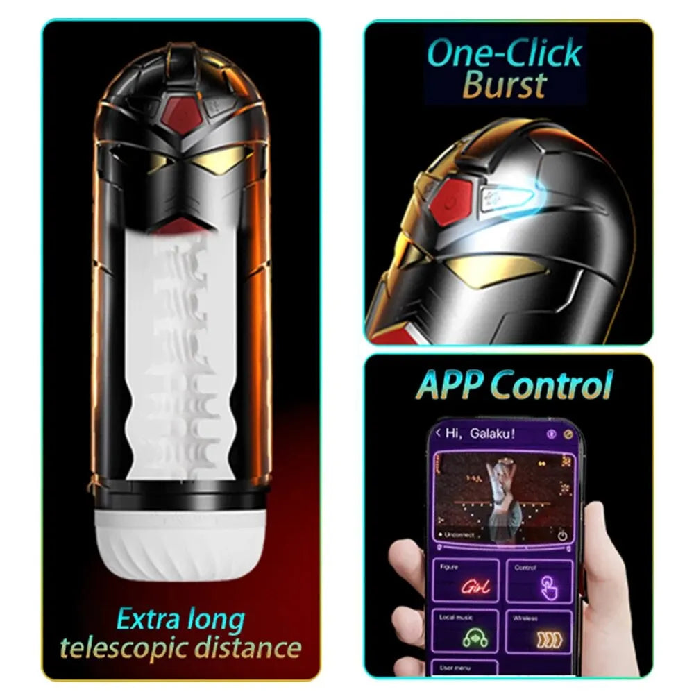 Meet Galaku! The Interstellar Automated Bluetooth Masturbator Cup with Heated Thrusting Vibration Modes Sex Toys for Men