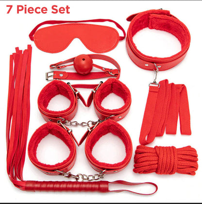 Sexy Leather BDSM Kits Plush Sex Bondage Set Handcuffs Sex Games Whip Gag Nipple Clamps Sex Toys for Couples Exotic Accessories